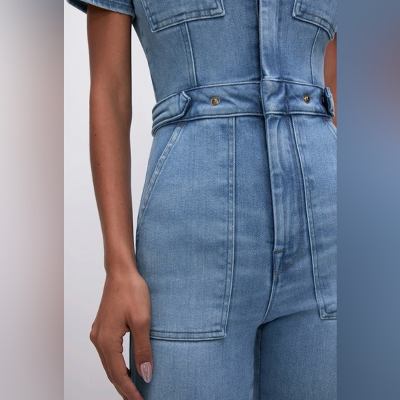 Good American Fit for Success Light Blue Denim Jumpsuit - Picture 3 of 11